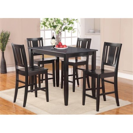HOMESTYLE 3Piece Buckland Counter Height Table 30 in. x48 in. & 2 Stools with Wood seat in Black Finish HO297067